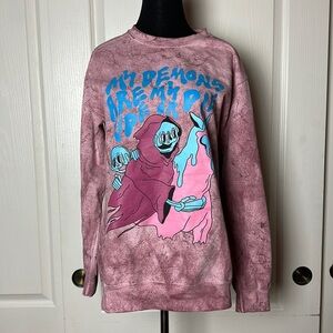 EMMA ATTERBURY DEMONS RIDE OR DIE GRAPHIC PULLOVER SWEATSHIRT